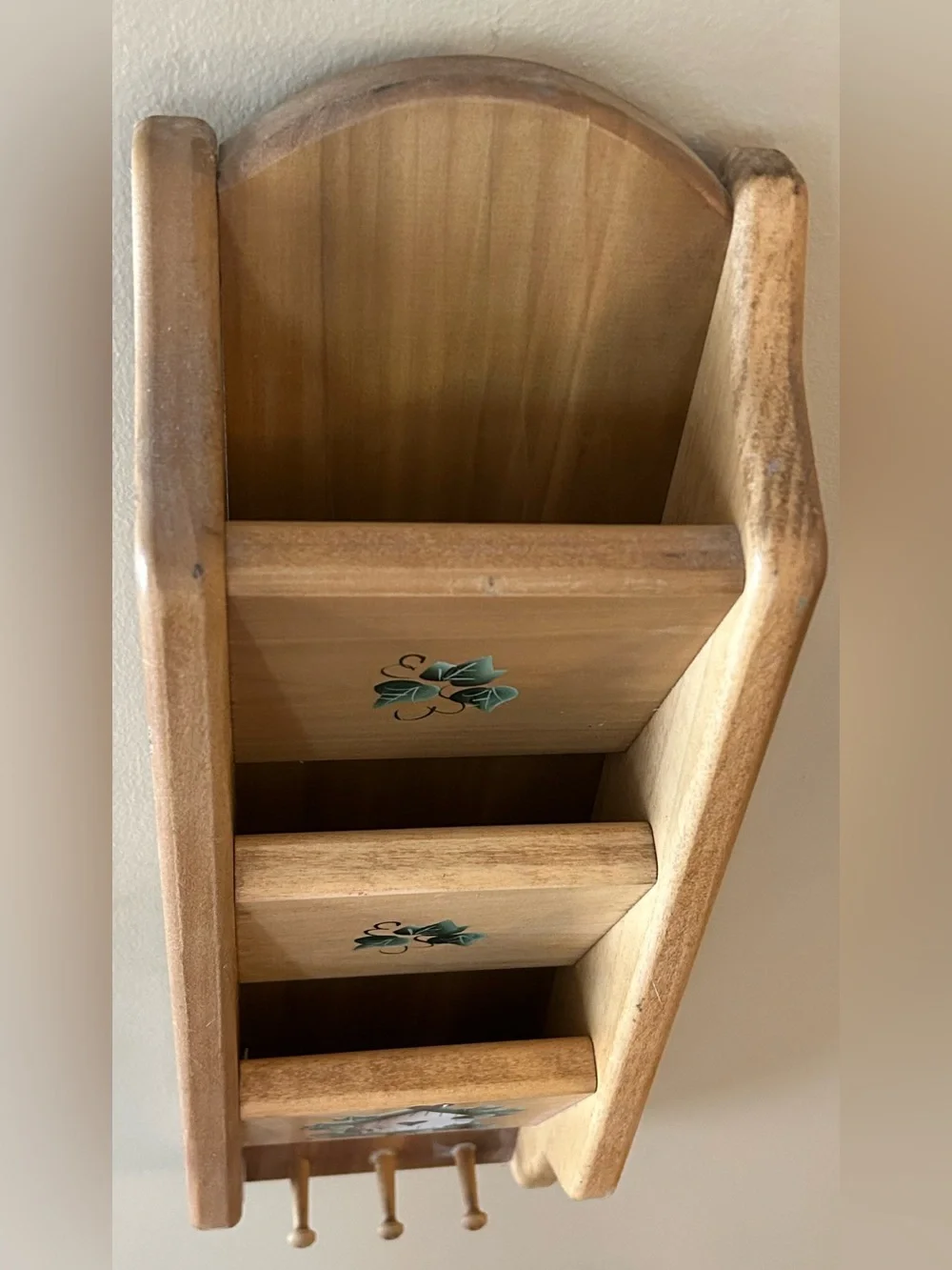 Vintage Wooden Wall Pocket Organizer